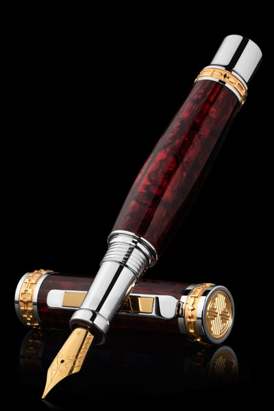 Pitchman Closer Red Abalone Shell Fountain Pen