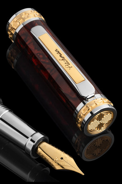 Pitchman Closer Red Abalone Shell Fountain Pen
