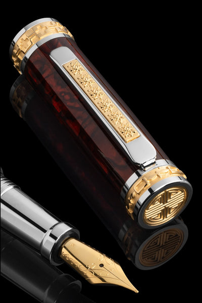 Pitchman Closer Red Abalone Shell Fountain Pen
