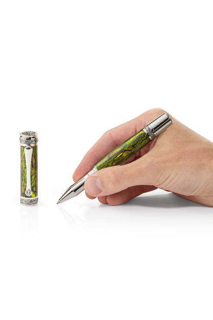 Tycoon Lustrous Green Gold Abalone Shell Rollerball Pen