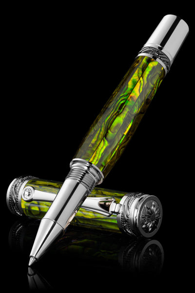 Pitchman Tycoon Rollerball Abalone Shell Pen - Executive Pen - Signature Pen