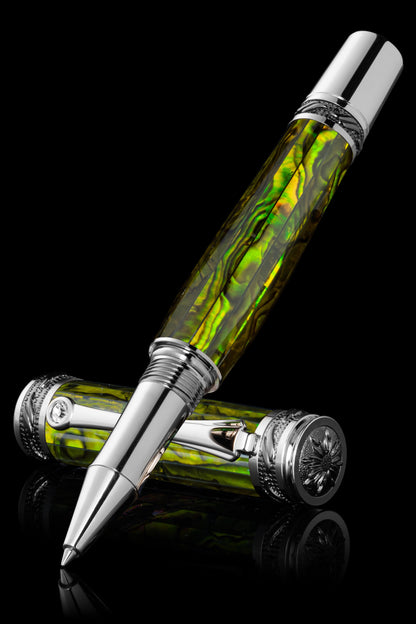 Pitchman Tycoon Rollerball Abalone Shell Pen - Executive Pen - Signature Pen