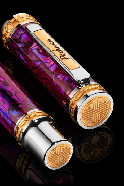 Pitchman Closer LUXE Pink Abalone Shell Rollerball Pen - A fancy handcrafted pen. 