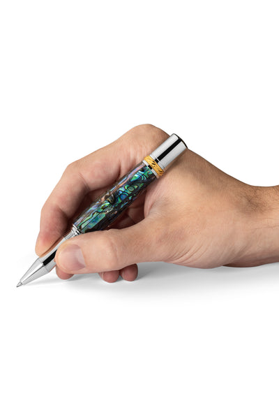 Pitchman Tycoon Signature Blue Abalone Shell Rollerball Pen