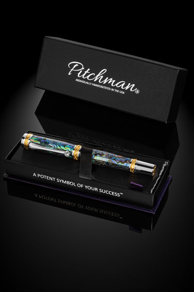 Pitchman Tycoon Signature Blue Abalone Shell Rollerball Pen