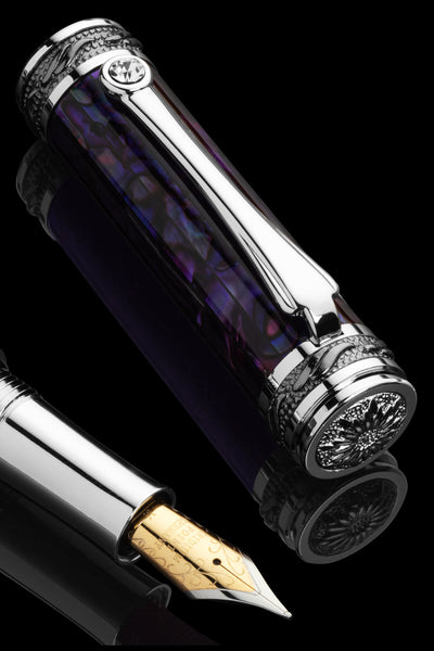 Pitchman Tycoon Lustrous Purple Abalone Shell Fountain Pen