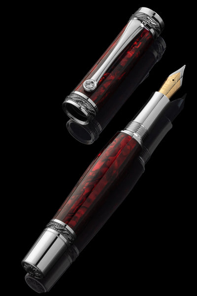 Pitchman Tycoon Lustrous Red Abalone Shell Fountain Pen